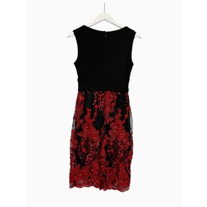 Chaya Women's 4 Black Red Lace Sequin Cocktail Sheath Dress Sleeveless